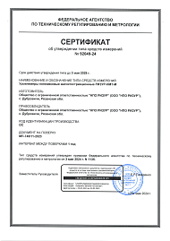 Сертификат об утверждении типа средств измерений для РИЗУР-НМТ-М