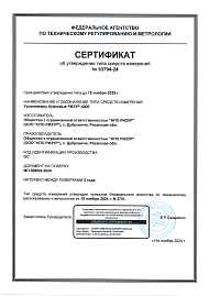 Сертификат об утверждении типа средств измерений на РИЗУР-4000